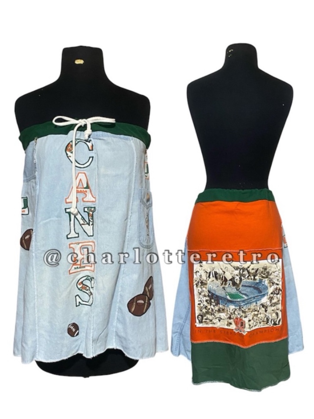 Y2K Miami Hurricanes CANES Skirt / Strapless Top